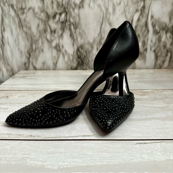 Coach Women’s Sz 8 B Holmes Studded Point Toe Black Heels Pumps Shoes Goth Glam - Picture 4 of 16
